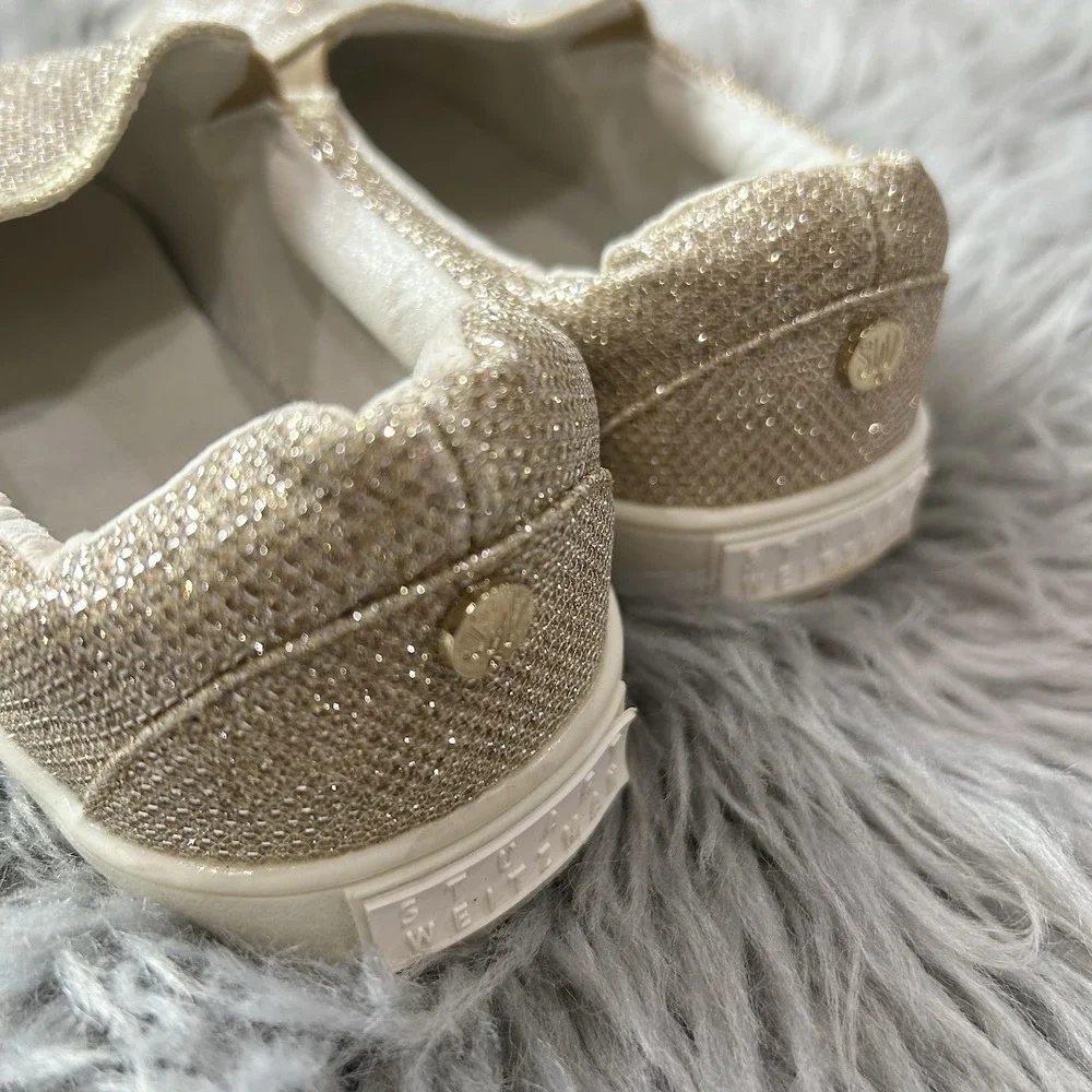 Stuart‎ Weitzman Youth Champagne Shimmer Vance Slider Girls Size 4
